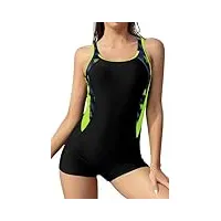 shekini maillot de bain une pièce pour femme avec dos nageur - sport - coupe ajustée - grande taille - mode plage, noir g, m