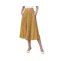 hotouch jupe plissée à pois pour femme - taille élastique - en mousseline de soie - avec poches, jaune, xxl