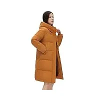 veste longue parkas en coton pour femme, veste chaude à capuche, manteaux épais, orange, l