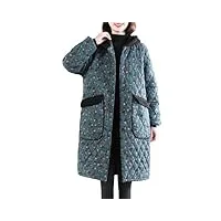 parka d'hiver matelassée à capuche pour femme - manteau long streetwear, bleu, xl