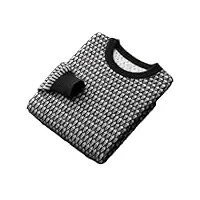 niiyyjj pull à col rond 100 % cachemire pour homme - pull jacquard vintage - pull en tricot avec blocage des couleurs, noir , xxl