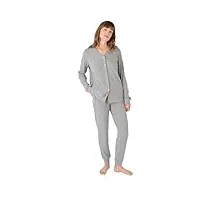 damart - pyjama maille côtelée thermolactyl, gris chiné, 42-44 (m)