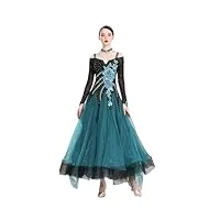 robe trapèze à manches longues pour femme - couleur contrastée - robe de bal de valse, gn, s