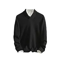 pull châle d'hiver pour homme 100 % cachemire épais décontracté décontracté pull tricoté solide, noir , l