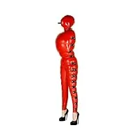 masque de fête en caoutchouc latex, gants de costume de cosplay, costume,rouge,3xl
