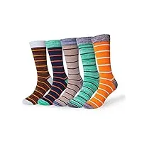 5 paires de chaussettes pour hommes rayées de grande taille en coton automne hiver section épaisse chaussettes masculines happy sock man (color : a, size : regular size)