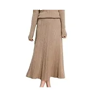 yeuyyben jupe plissée taille haute en cachemire pour femme, printemps, automne et hiver, kaki9., taille unique