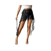 gorglitter jupe courte élégante en maille avec pantalon à volants - mini jupe sexy pour femme, noir , m