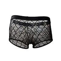 topjiao sous-vêtements boxers dentelle maillage sexy culottes lingerie hommes hommes lingerie sexy cuir (black, l)