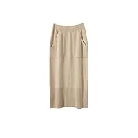 hgvcfcv automne/hiver 100% cachemire knit jupe femme taille haute jupe droite femme hip wrap jupe, beige, 48