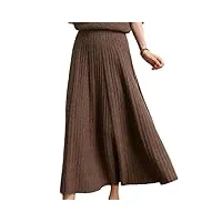 hgvcfcv automne/hiver 100% cachemire femme jupe plissée taille haute a word tricot bas 5 couleurs jupe pull, marron, taille unique
