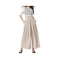 dayaemmotq combinaison pour femme - bretelles fines - pantalon taille haute - jambes larges - sans manches - décontractée - avec poches, abricot, s