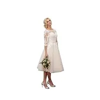 generisch robe de mariée vintage pour femme - robe de mariée courte - robe de mariée - col en v, blanc., 56 cm