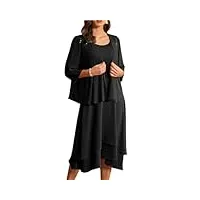 grace karin lot de 2 robes élégantes à col rond sans manches pour femme - cardigan en tulle - robe trapèze en mousseline, noir , 50