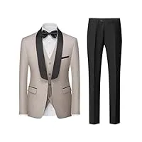 costume 3 pièces pour homme avec blazer, gilet et pantalon, coupe ajustée, costume de mariage, beige, 6x-large
