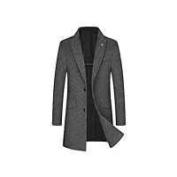imosei automne laine trench manteau hommes hommes vestes printemps caban hommes trench manteau laine mélanges (color : dark grey, size : xxl)