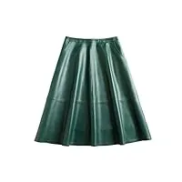 haitpant jupe plissée en cuir véritable pour femme - style vintage - longueur : 65 cm, dark en8, 52