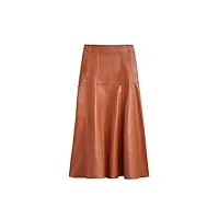 jupe parapluie en cuir véritable style angleterre 80 cm de long pour femme beige, marron, 36