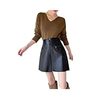 mini jupe trapèze avec poches en forme de cœur pour femme, noir , 44