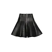 haitpant mini jupe plissée noire en cuir véritable avec fermeture éclair pour femme, a01, 40