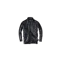 suicra manteaux en cuir pour hommes zipper pocket cowhide jacket windbreaker top coat men genuine leather trench coat (size : xxxl)