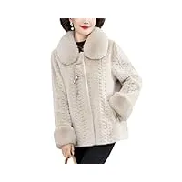 auhaiem cardigan d'hiver en polaire pour femme veste chaude en peluche solide vêtements d'extérieur amples manteau en fourrure avec poches,beige,4xl