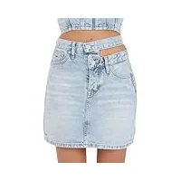 tommy jeans mini-jupe en denim pour femme lavage clair détail cut out à la taille, denim, 30