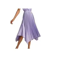 jupe midi plissée en soie décontractée pour femme, violet, 34