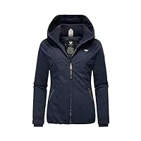 ragwear dizzie manteau d'hiver chaud à capuche pour femme tailles xs à 6xl, bleu marine 023, s