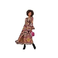 joe browns robe longue bohème à imprimé contrasté avec boutons à nouer à la taille, multicolore, 36 femme