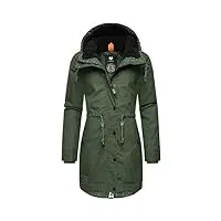 ragwear manteau d'hiver chaud pour femme - parka longue avec capuche - ym-canny xs-6xl, olive foncé 23, s