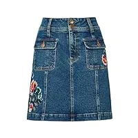joe browns mini jupe trapèze en jean avec poches, bleu, 42 femme