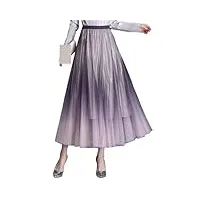 bollrllr jupe en maille dégradée pour femme, taille haute élastique, jupe trapèze mi-longue, jupes élégantes de printemps, violet, taille unique