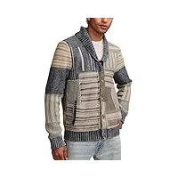 lucky brand cardigan châle patchwork pour homme, combo denim, taille xl