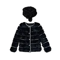 ornrjfll veste d'hiver polyvalente pour femme, col rond, couleur unie, manteau court en laine noire, 2, s
