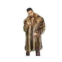 sxheyuy hommes fausse fourrure manteau maxi long manteau hiver chaud fourrure veste teddy pardessus parka vêtements d'extérieur,marron,6xl