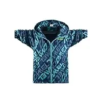 seven bb softshell veste enfant 3 en 1 déperlante et coupe-vent jacket garcon blouson imperméable polaire alphabet camo veste de pluie outdoor sport randonnée ski bleu, 13-14 ans