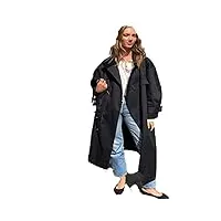 sukori manteaux pour femme top autumn women fashion street oversizedlong outerwear female loose clothing casual khaki trench coat (color : black, size : s)
