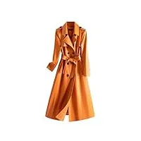 manteau long d'hiver en peau de mouton artificielle pour femme, trench-coat en faux cuir À revers, grande taille, double boutonnage