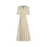 adhdyuud robe d'été vintage pour femme, col en v, manches courtes, perles, taille haute, robe midi, kaki, xl