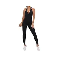 mxdvsn femme gym sport yoga jumpsuit manches longues sexy côtes combinaison une pièces bustiers femme bodycon sport yoga vêtement 04-l