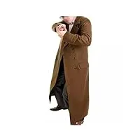 hifacon doctor who manteau long en velours peter cosplay costume de voyageur dans le temps, marron - trench coat, xxxxl