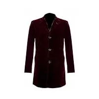 hifacon doctor who manteau long en velours peter cosplay costume de voyageur dans le temps, rouge - manteau en velours, m
