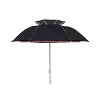 felea parapluies de jardin, parapluies de pêche triples pliants, portables pliants résistants à la pluie et au soleil, os de parapluie en fibre de verre, ruban adhésif/ruban noir