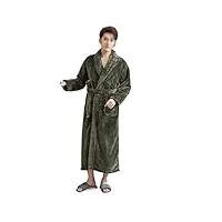 garcan chemise de nuit allongée en polaire corail pour homme, épaisse, grande taille, kimono d'hiver, peignoir chaud, pyjama, peignoir pour homme, m-xxxl