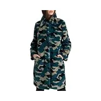 aeronautica militare ab1990d manteau de fourrure écologique pour femme camouflage vert tg s w1/6, vert, s