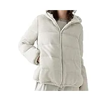 tabker doudoune manches femme ladies thick hooded down jacket ladies elegant single breasted jacket top winter new zipper jacket (color : beige, size : m)