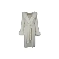 oftbuy veste longue d'hiver pour femme, mélange de laine véritable, manteau chaud en cachemire, col en fourrure de renard naturelle, capuche détachable, mode