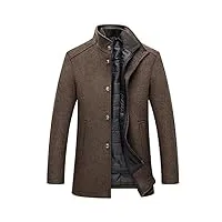 tabker veste homme manteau d'hiver pour hommes veste longue et épaisse simple pour hommes col montant manteau à boutonnage simple (size : l)