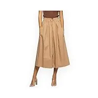 kocca jupe femme midi avec plis et taille élastique, modèle habella, beige, l